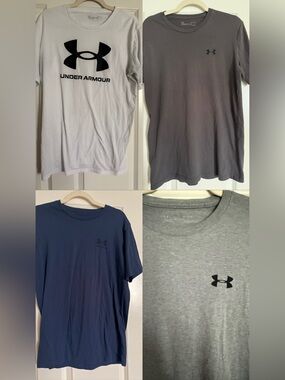 SET OF 4 - Under Armour Men’s Performance T-Shirt - White, Gray, Navy - Medium